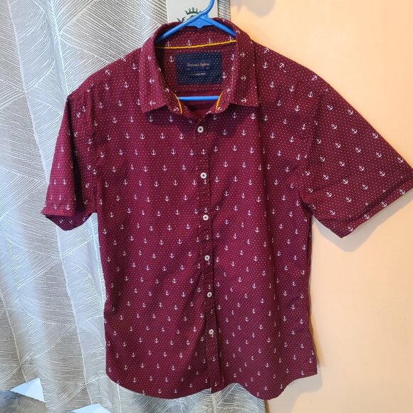 Gentlemen's Outfitters Dark Red Men's Large Shirt With Anchor Design - Picture 5 of 7